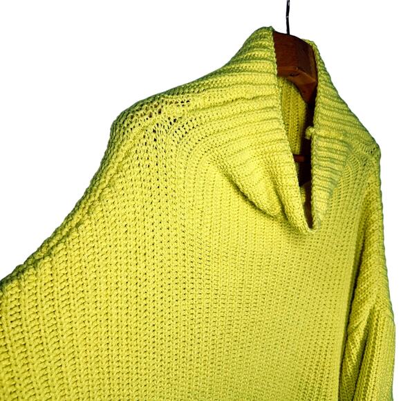 FREE PEOPLE Oversized Chunky Knit Sweater Women's Size M Yellow Casual Cozy Fall - Picture 6 of 11